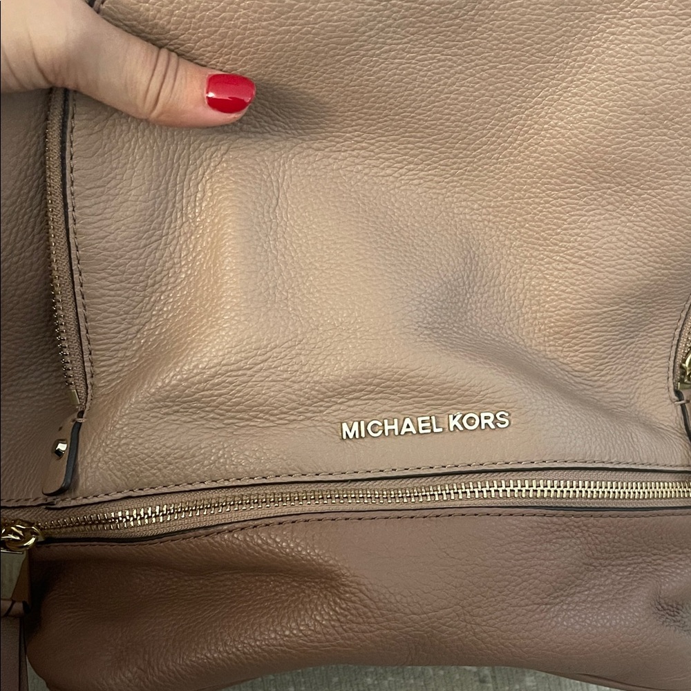 Michael Kors Rhea Medium Color-Block Pebbled Leather Backpack - Picture 8 of 10